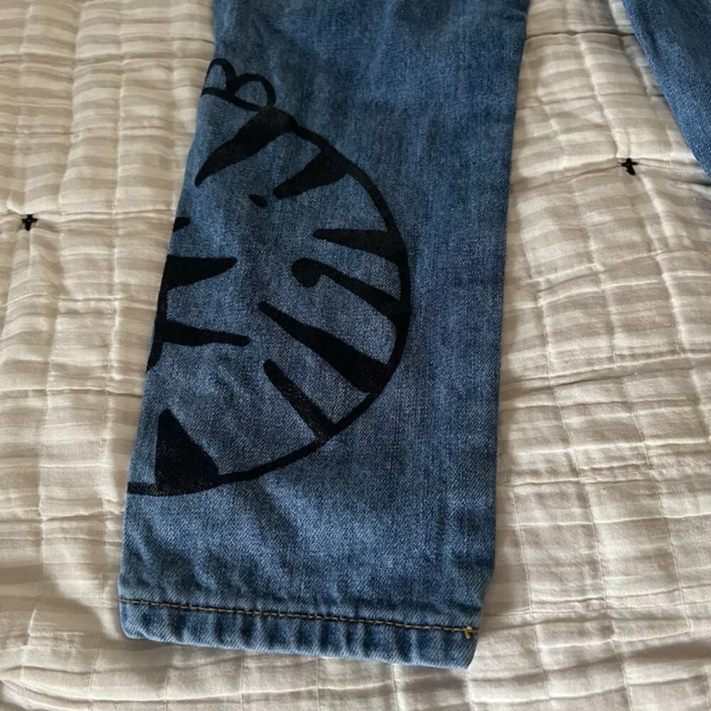 Boys Desigual Jeans sz 5/6‎ EU 110/116 Adjustable Waist Tiger Print Straight Leg
